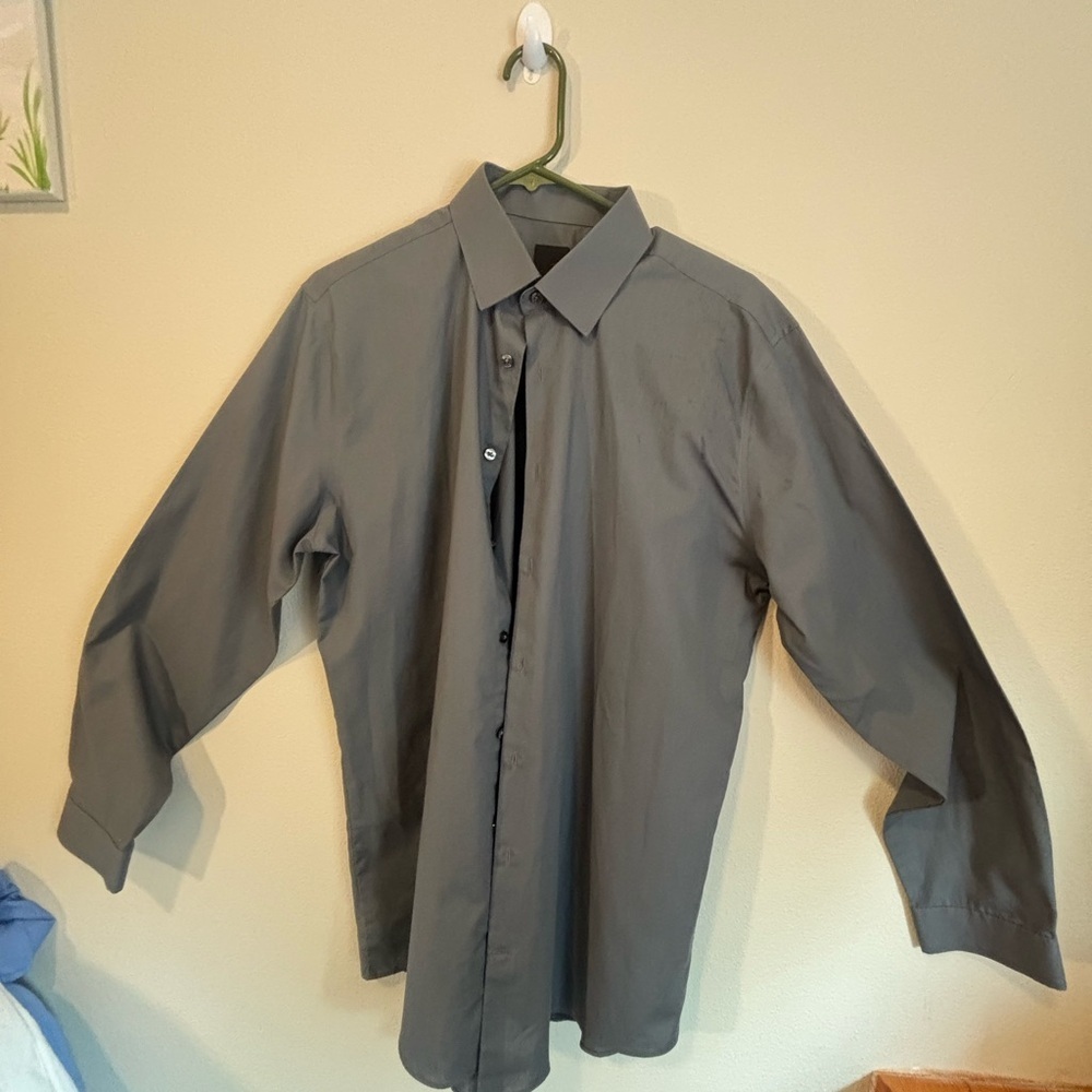 J. Ferrar Slim Gray Button Down size 16-16.5